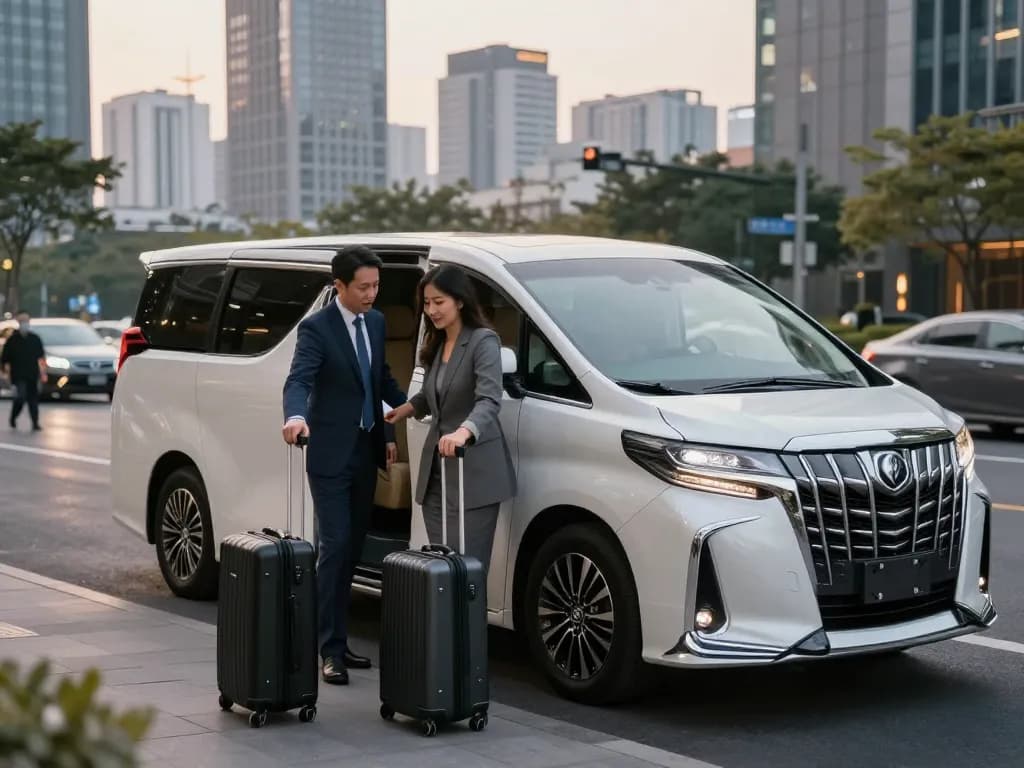 Trải nghiệm du lịch sang trọng nổi bật cho thuê xe Alphard với tài xế hỗ trợ khách hàng trong một môi trường đô thị.