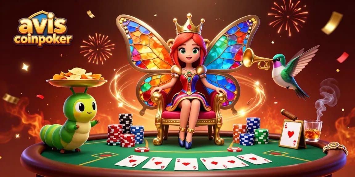 Découvrez l'avis coinpoker dans une illustration de casino vibrante, mettant en avant des personnages animés.