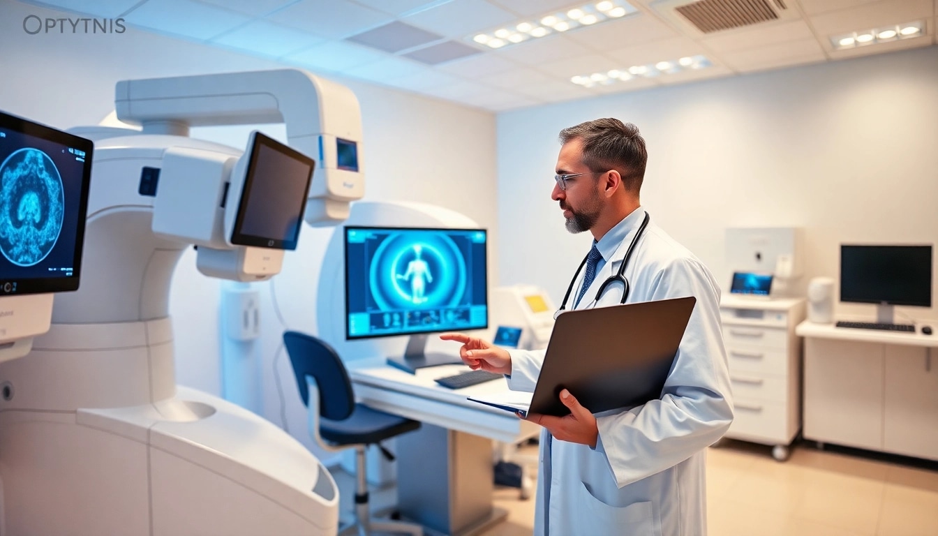 Advanced diagnostics Sydney in a high-tech medical lab with imaging equipment focused on patient care.