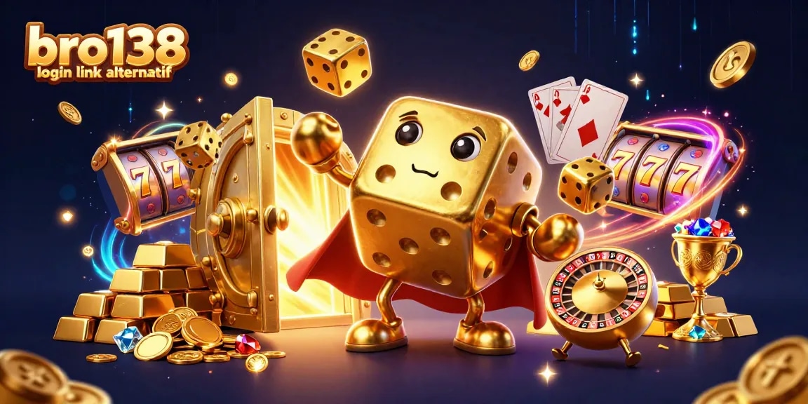 Experience the thrill of gaming with bro138 login link alternatif in a vibrant casino-themed 3D illustration.