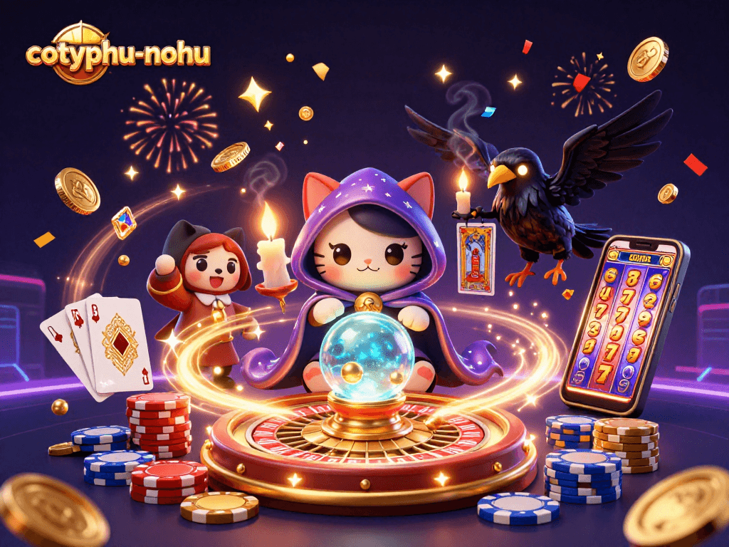 Cascading golden coins and vibrant characters, embodying cotyphu-nohu's thrilling gameplay and excitement.