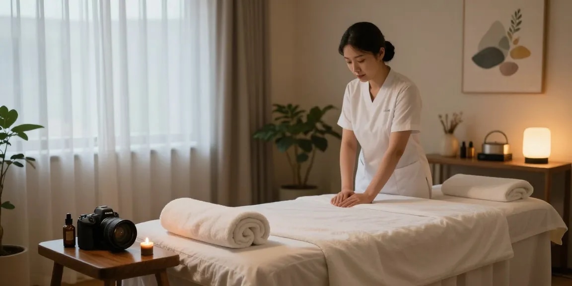 Experience 서울출장안마 in a tranquil massage room with calming decor and soothing atmosphere.