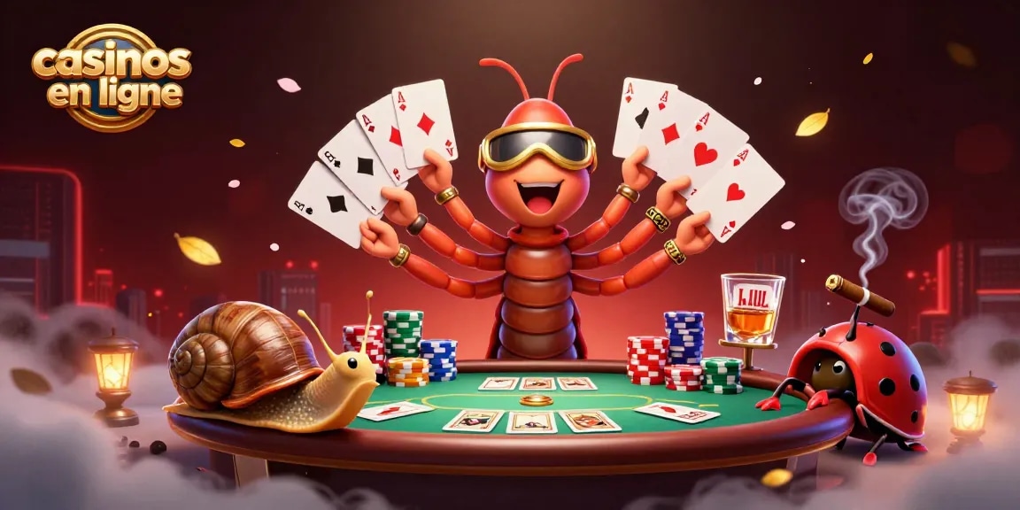 Casinos en ligne avec un croupier millipède dynamique et un gros jeu de cartes.
