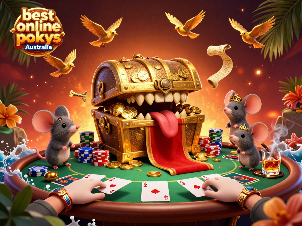 Experience excitement with the best online pokies Australia in a vibrant 3D casino scene.