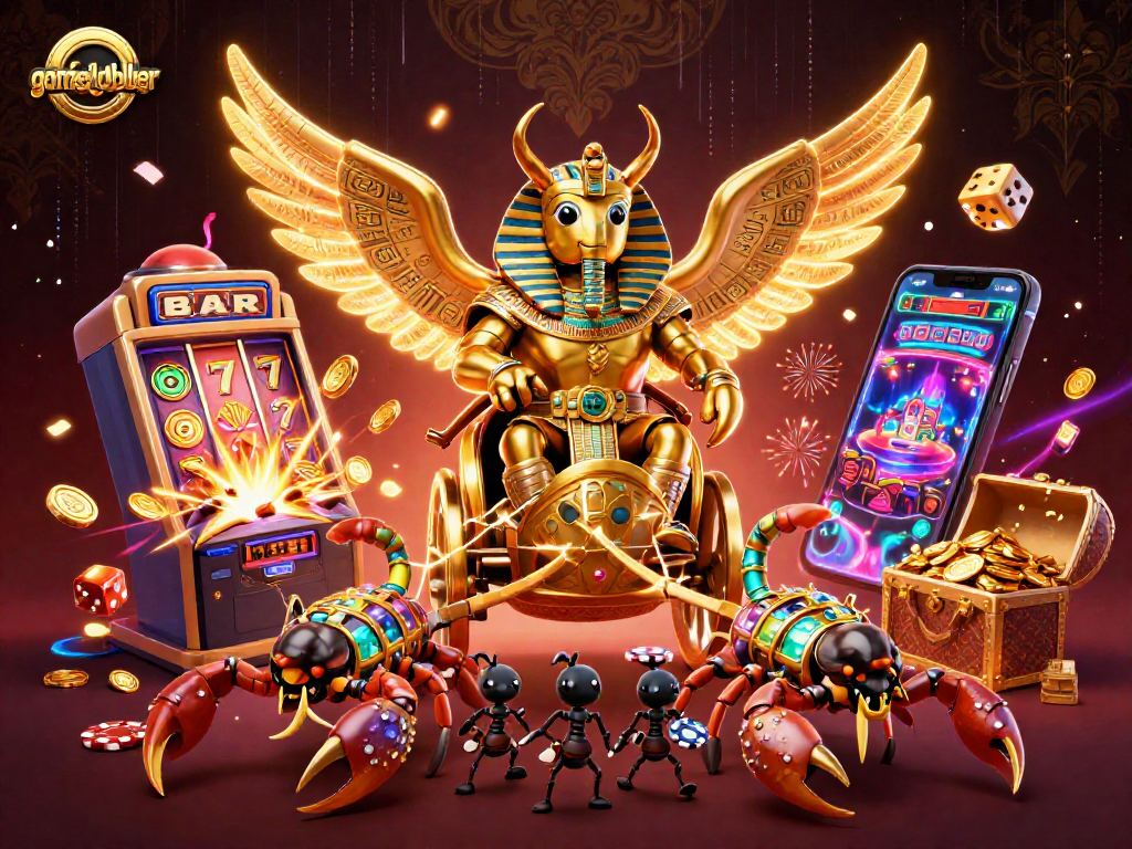 Experience the thrilling game dynamics at gamedoubler with a vibrant scene of pharaoh-themed gaming elements.