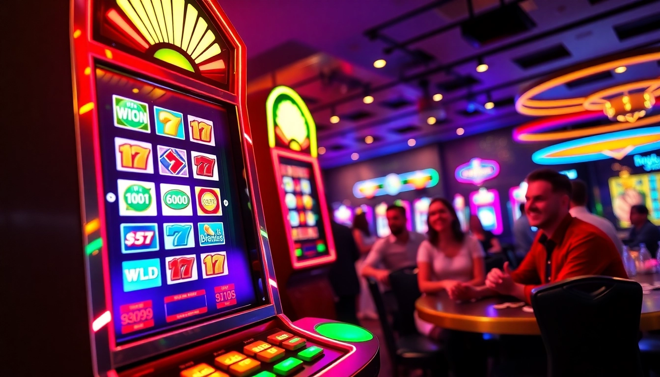 Menangkan slot gacor hari ini di mesin slot dengan cahaya cerah dan kebahagiaan pemain.