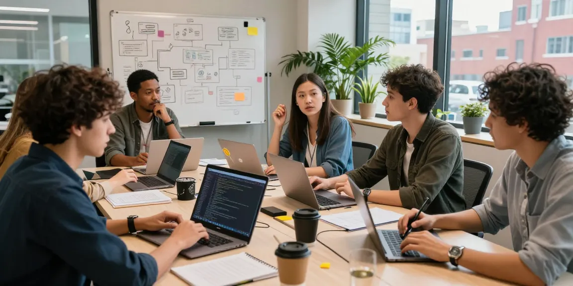 Dynamic co-working space showcasing professionals collaborating on telegram官网 integration.