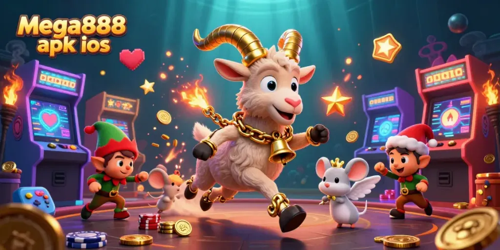 Experience gaming excitement with mega888 apk ios as Krampus and friends creatively run the casino.