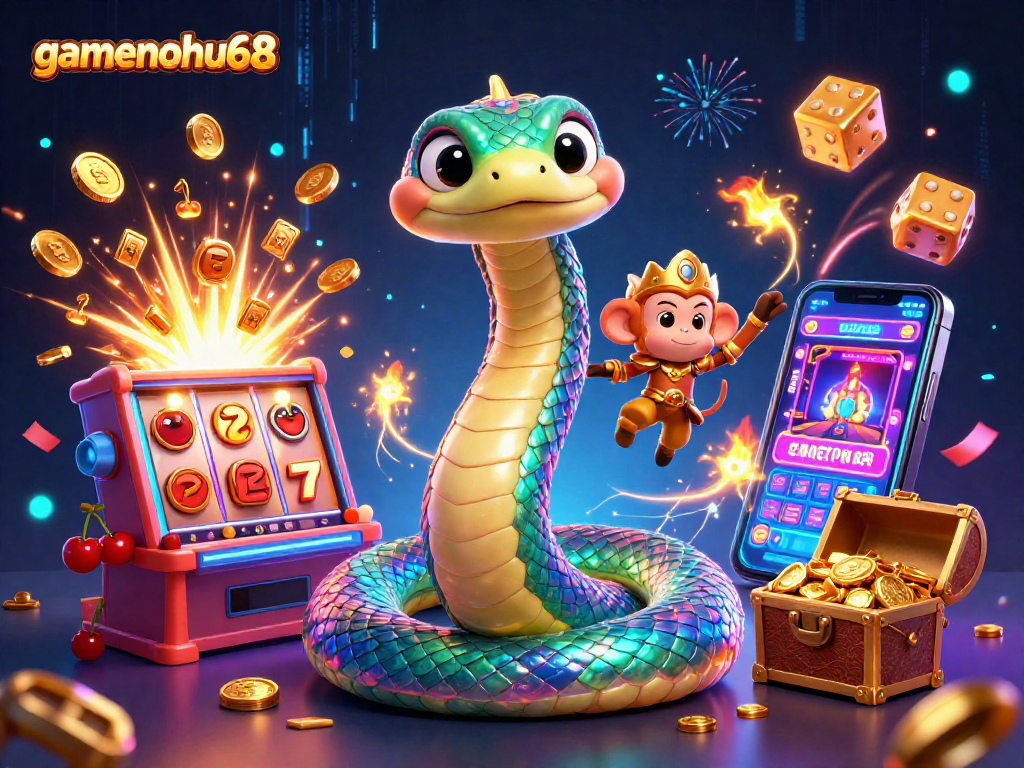 Experience thrilling games with gamenohu68 in an artistic casino landscape full of joy and excitement!