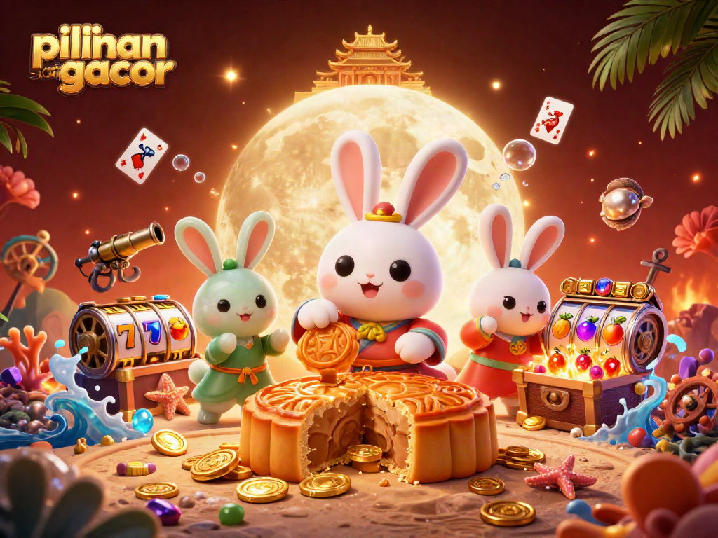Menangkan pilihan slot gacor terbaru dengan ilustrasi 3D karakter kelinci bulan dan simbol kasino yang menarik.