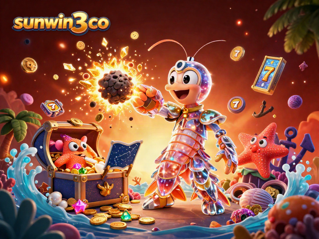 Experience thrilling gameplay with sunwin3 co as a galactic mantis shrimp punches through an asteroid showering golden coins.