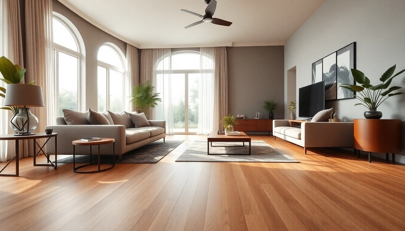 Lvp flooring near me showcased in an elegant living room setting with natural sunlight.