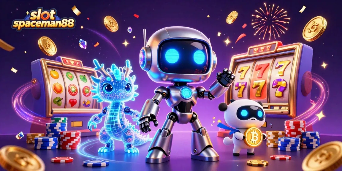 Spin the slot spaceman88 reels for a thrilling jackpot experience featuring vibrant characters and glittering elements.