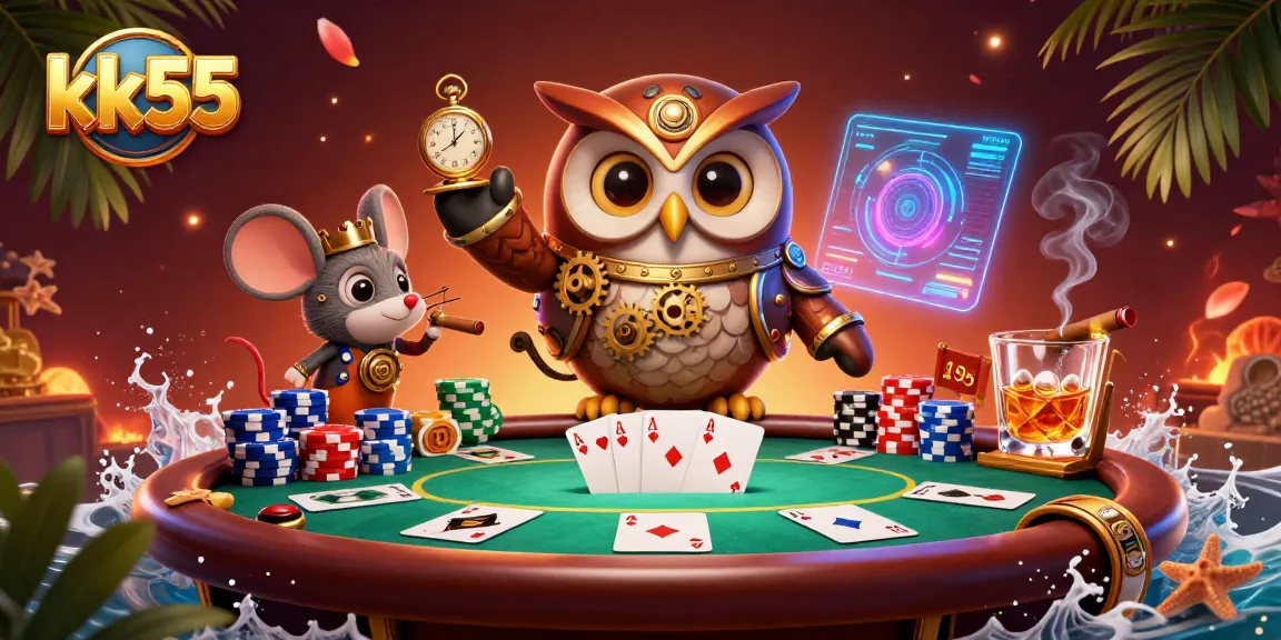 Engage with the thrilling kk55 casino adventure featuring steampunk characters and vibrant gaming elements.