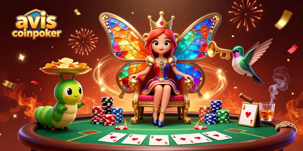 Découvrez l'avis coinpoker dans une illustration de casino vibrante, mettant en avant des personnages animés.