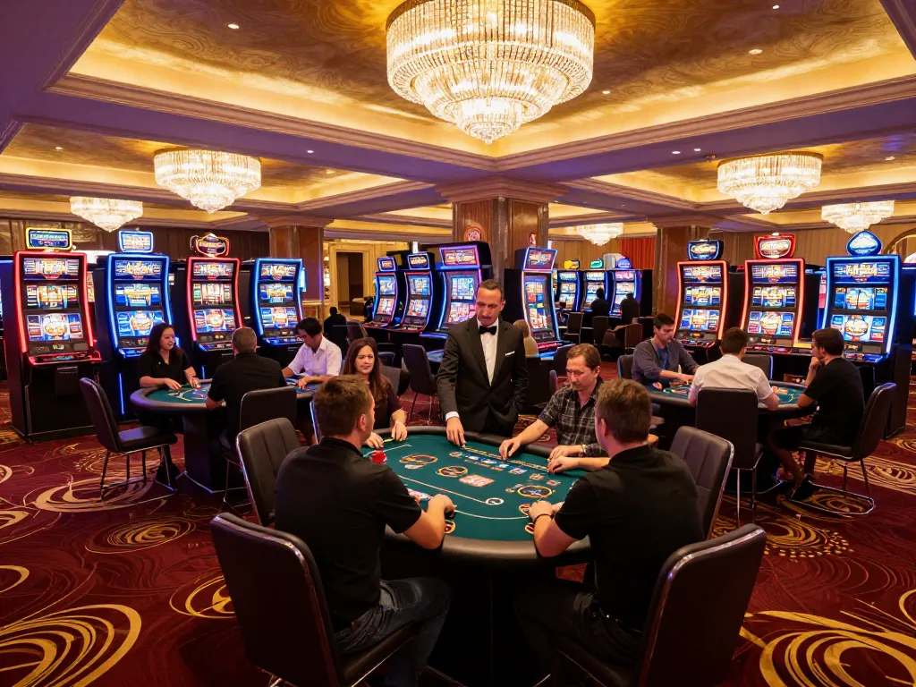 Players enjoying a vibrant casino atmosphere at dh88vip with exciting games and luxurious decor