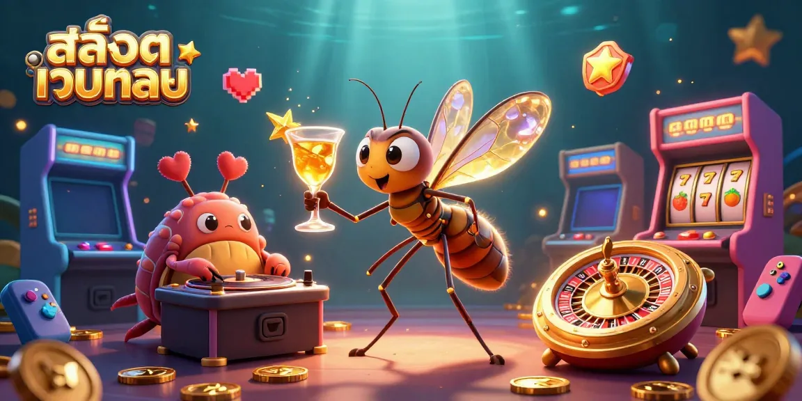 Experience the excitement of สล็อตเว็บตรง with animated characters in a vibrant casino scene.