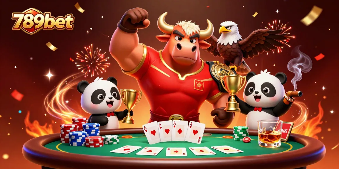 Experience the thrill of winning at 789bet with vibrant characters and poker elements in this casino illustration.