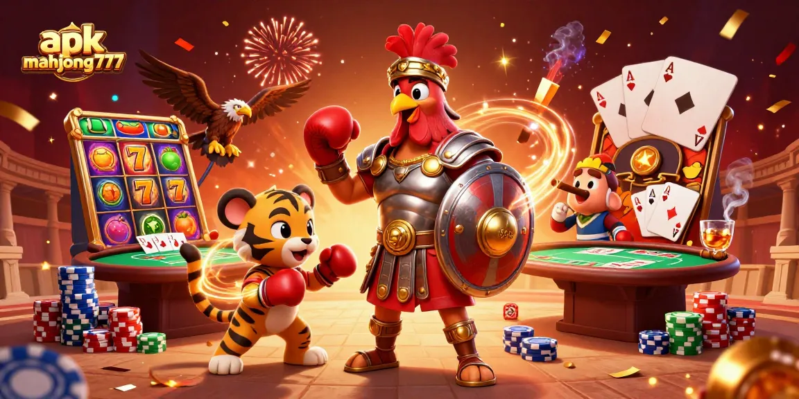 Engage in thrilling gameplay with apk mahjong777, showcasing vibrant slot elements and exciting characters.