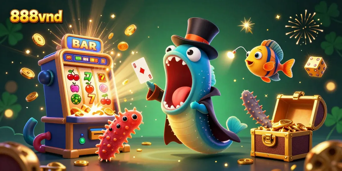 Experience thrilling games at 888vnd with a spectacular jackpot scene featuring vibrant characters and winning chances.