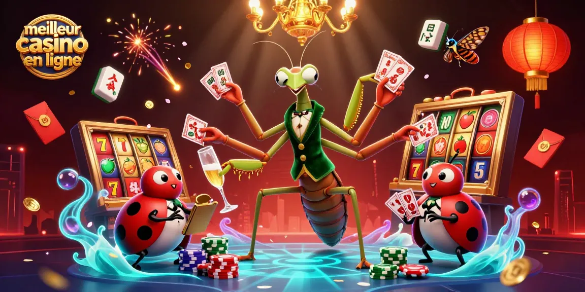 Illustration dynamique mettant en scène le meilleur casino en ligne, avec un manteau de velours vert, cartes et jetons.