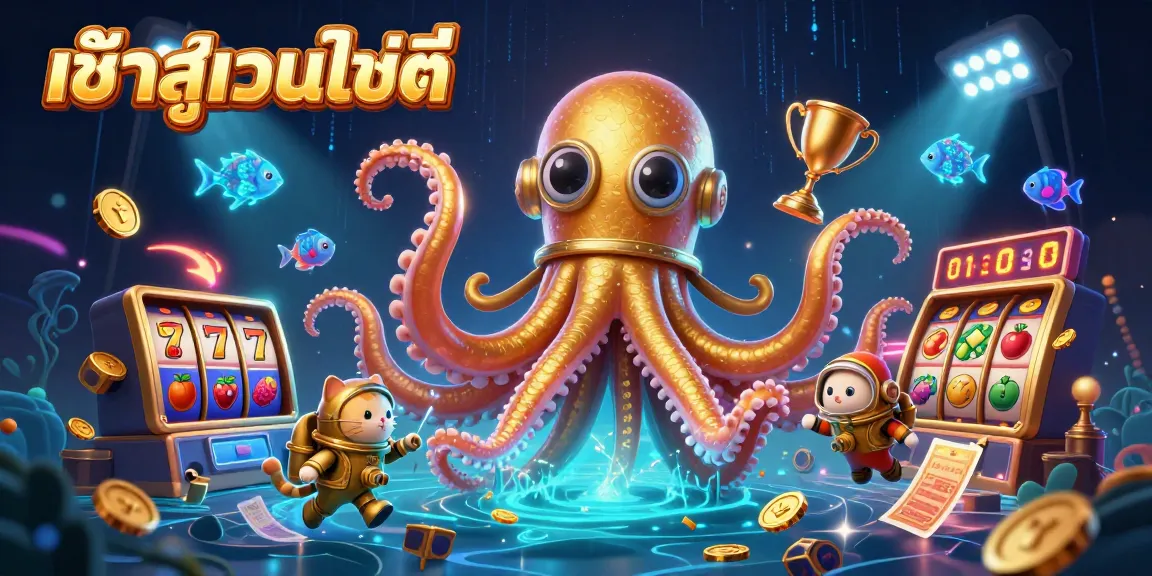 เข้าสู่เว็บไซต์และสนุกไปกับเกมสล็อตที่แตกง่าย กับภาพที่มีคราเคนทองและแมวดำน้ำ