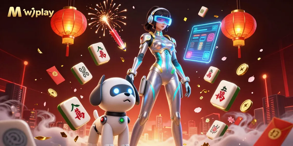 Experience thrilling gaming with Mwplay's vibrant casino scene featuring a futuristic character and dynamic elements.