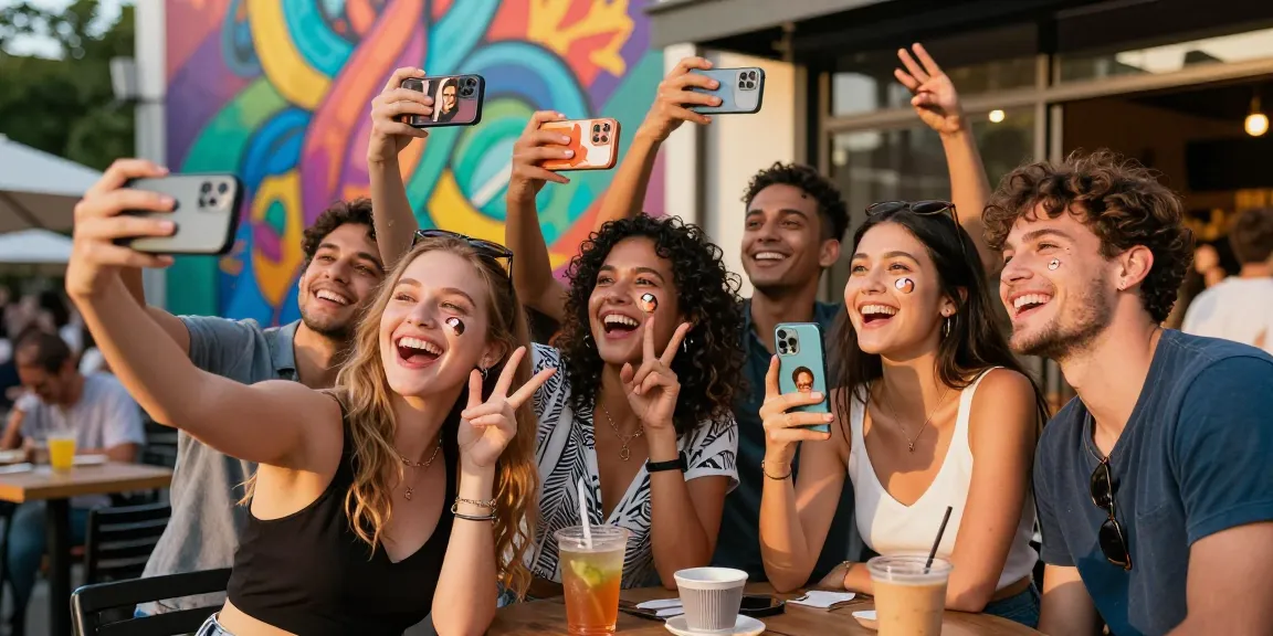 Friends enjoying a fun moment discovering their celebrity look alike, using the celebrity i look like app.