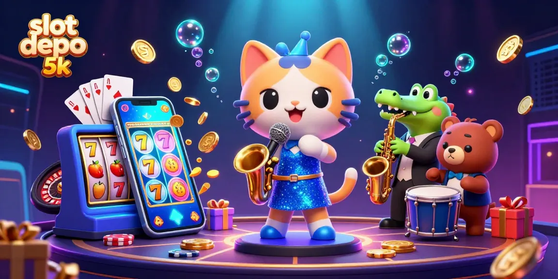 Experience thrilling gameplay with slot depo 5k in this vibrant casino scene featuring animated characters.