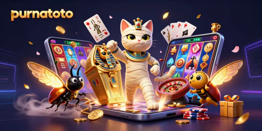 Purnatoto menciptakan pengalaman bermain slot gacor dengan simbol permainan dan karakter menarik.