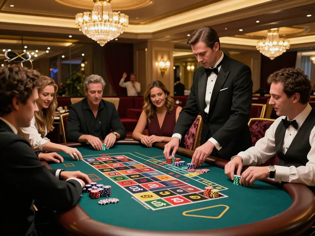 Players at 388bet roulette table intently placing bets as the wheel spins