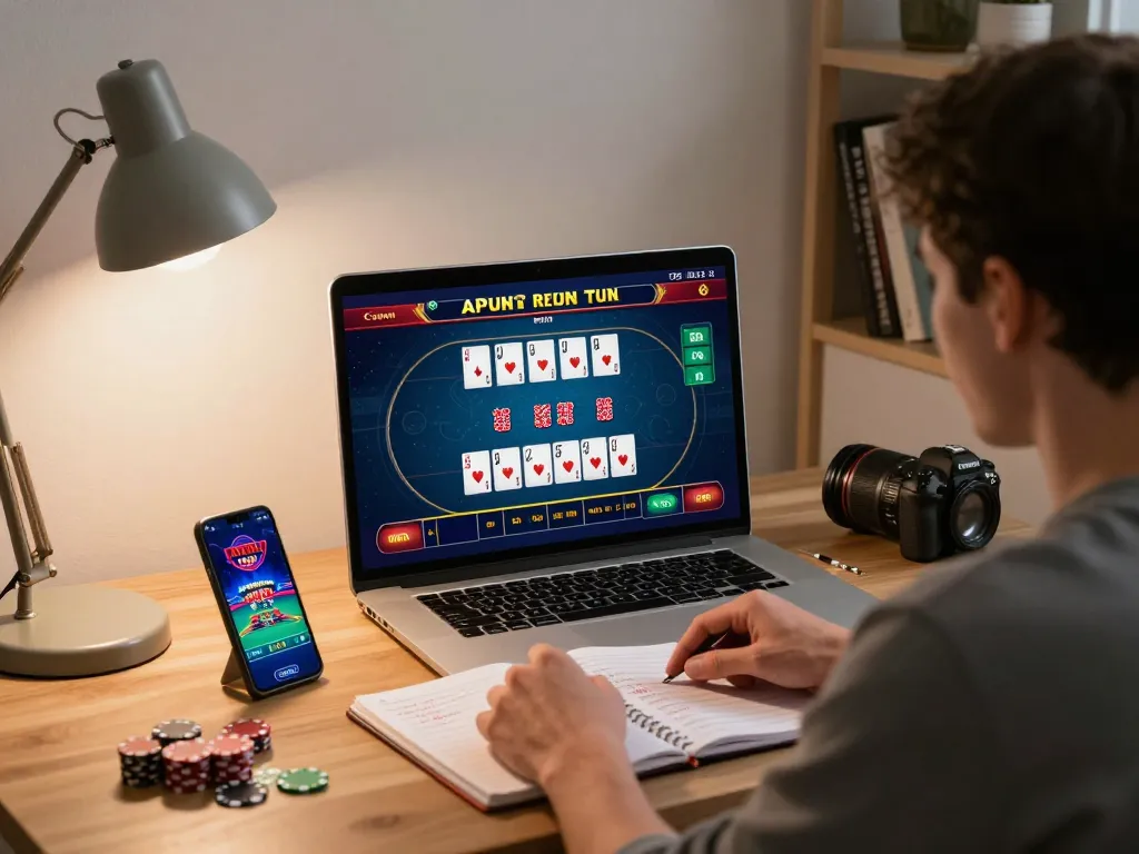 Engaged player strategizing on rokok online casino platform, focused on poker game interface.