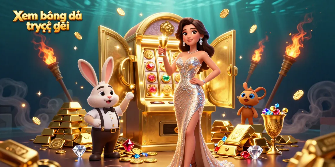 Xem bóng đá trực tiếp and celebrate victories with dynamic casino elements featuring a stunning woman and jackpot.