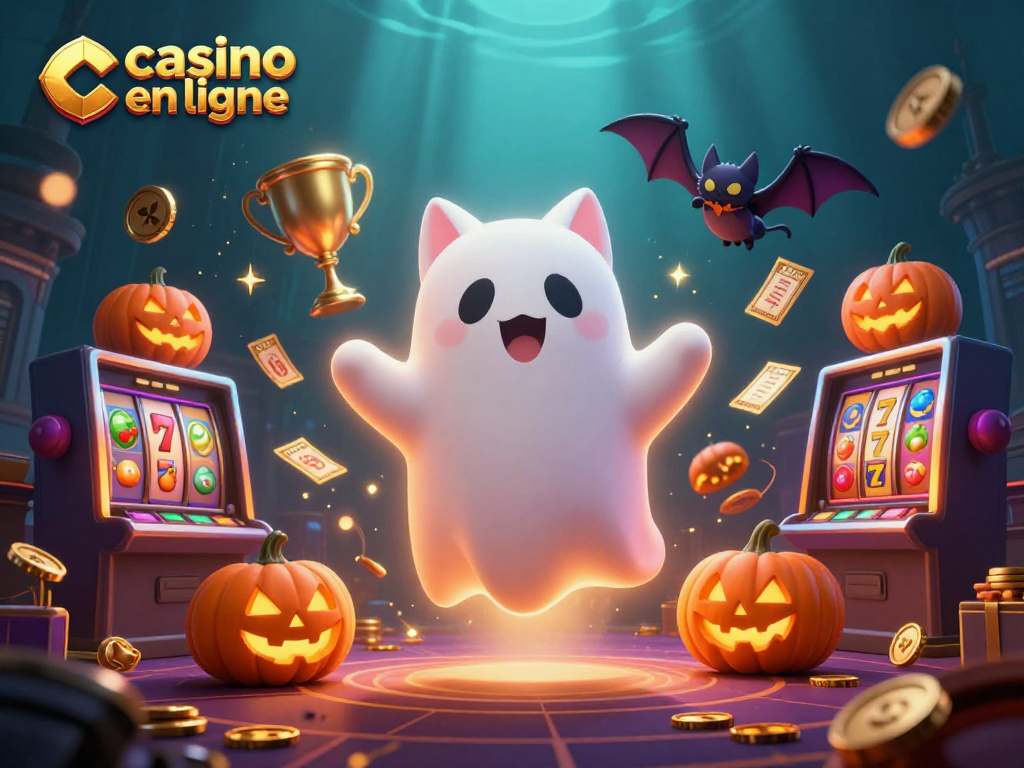 Jouez au casino en ligne avec un chat fantôme et un vampire dans un univers animé rempli de machines à sous.