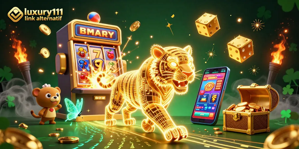 Experience the thrill of luxury111 link alternatif with a neon tiger illuminating a digital casino.