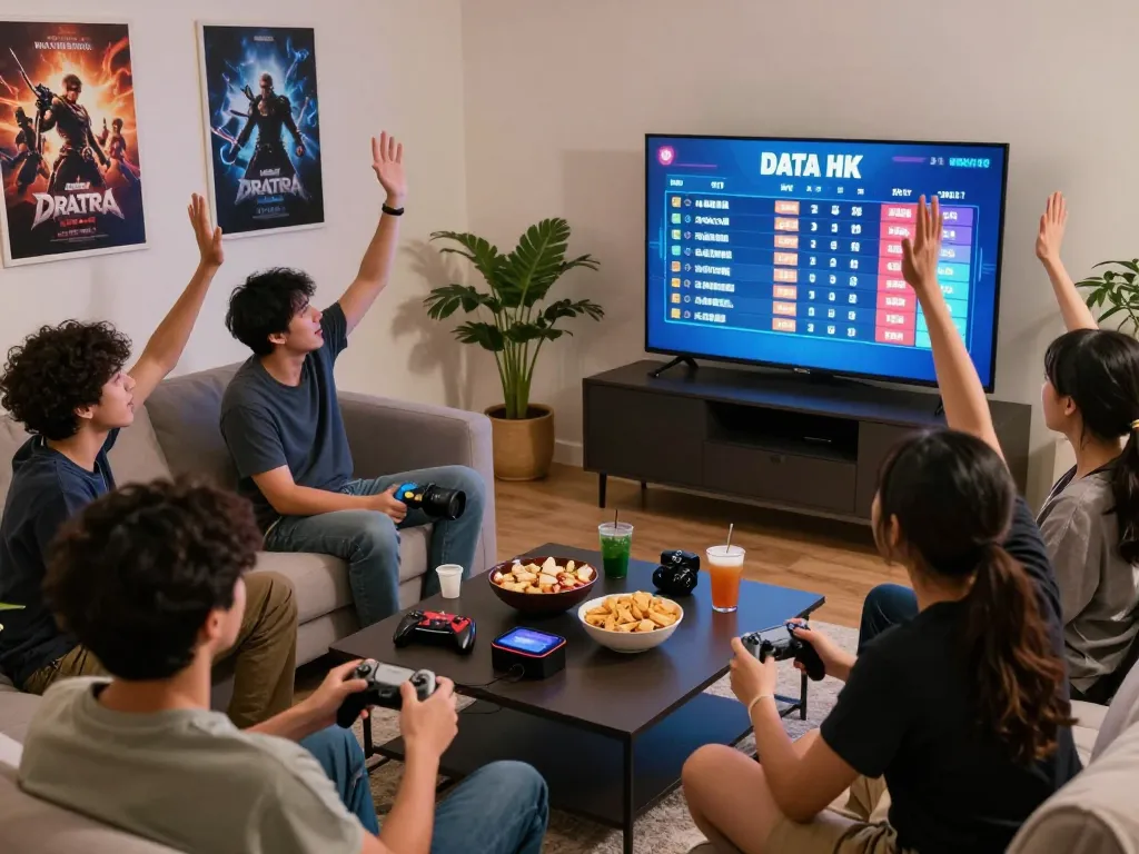 Friends enjoying live Data HK results in a vibrant gaming lounge atmosphere, showcasing excitement and engagement.