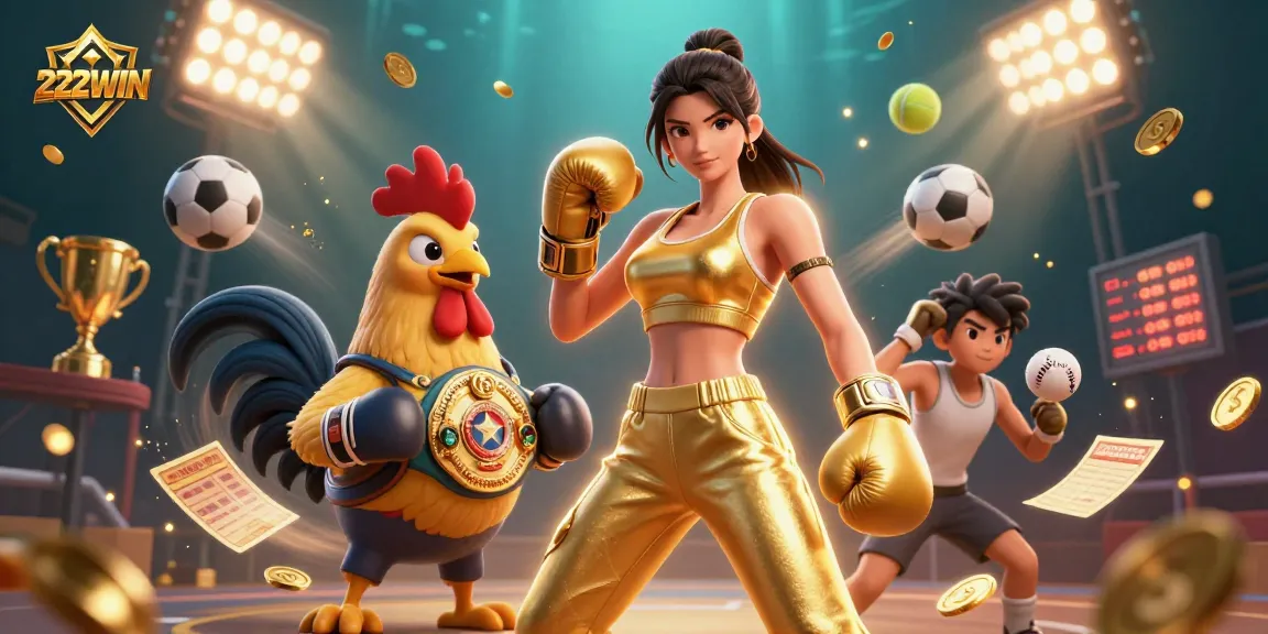 Engage in thrilling betting action with 222WIN featuring powerful characters and high-energy sports elements.