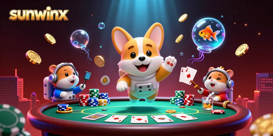 Experience winning at sunwinx with an astronaut corgi and vibrant casino elements.