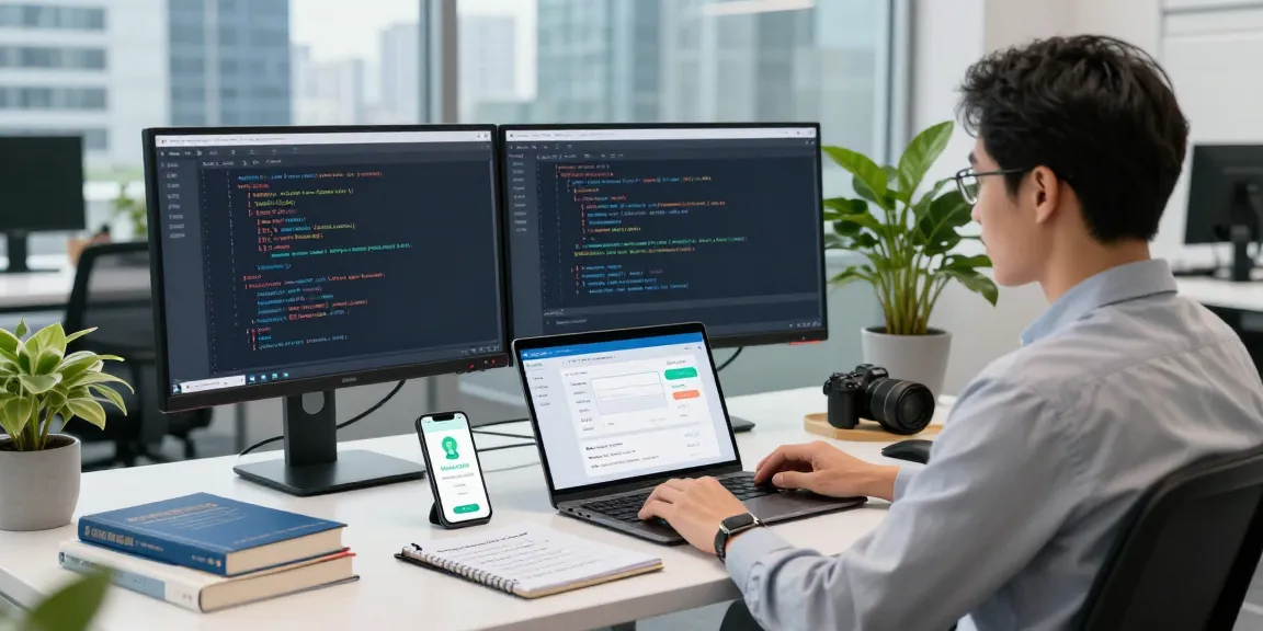 Innovative workspace showcasing an age verification system's development with engineers and technology.