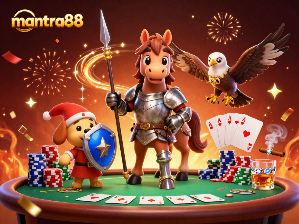 Engage in thrilling gameplay at mantra88, featuring a vibrant poker scene with rich visual elements.