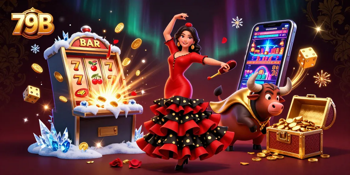 Play thrilling games at 79B with dynamic casino elements featuring jackpots and winning symbols.