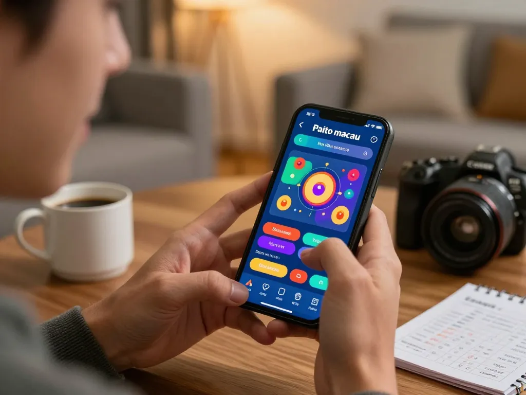 Paito macau betting app interface displayed on smartphone with dynamic gaming action