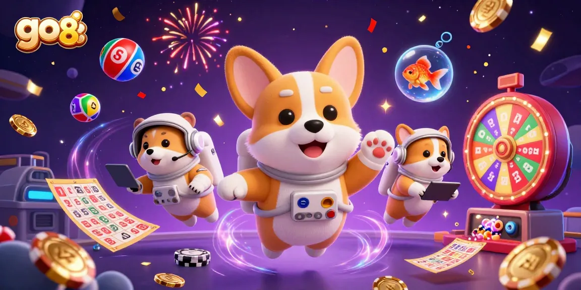 Join in on the fun with go 88 as colorful lottery balls bounce amidst casino celebration!