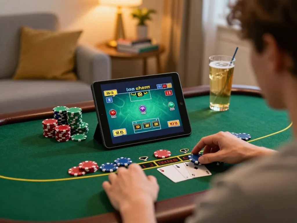 888now player engaging in live blackjack with strategy notes nearby, showcasing online gaming experience.