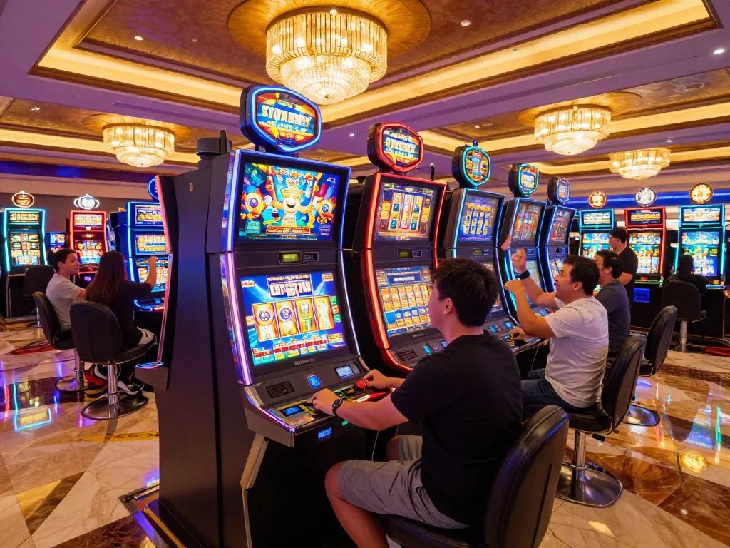 Enjoy thrilling gameplay at the slot88 casino with vibrant machines and excited players around.