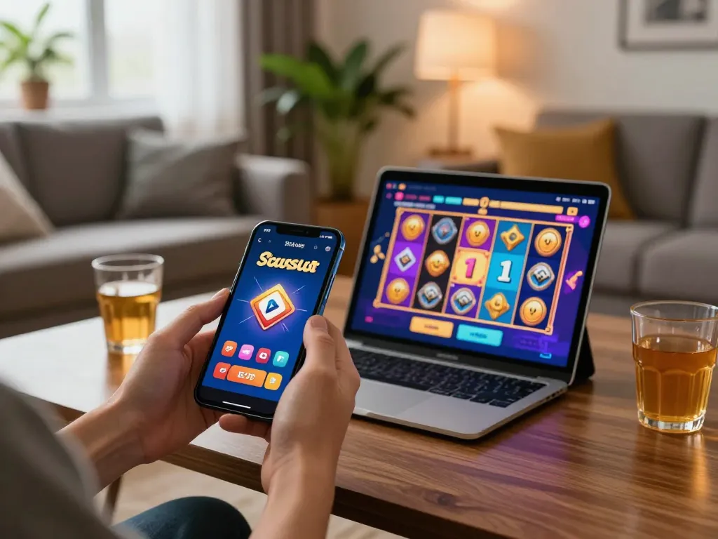 Engaging mobile gaming experience with situs slot app on smartphone, showcasing excitement