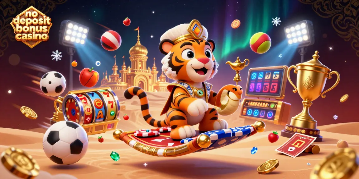 Exciting no deposit bonus casino scene featuring a tiger sultan and rich gaming elements for players.