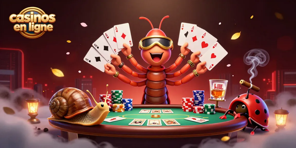 Casinos en ligne avec un croupier millipède dynamique et un gros jeu de cartes.
