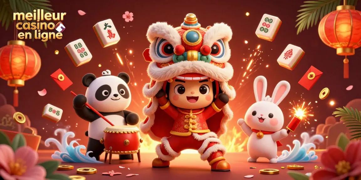 Plongez dans l'univers des jeux de hasard avec le meilleur casino en ligne, illustré par des personnages festifs et des éléments scintillants.