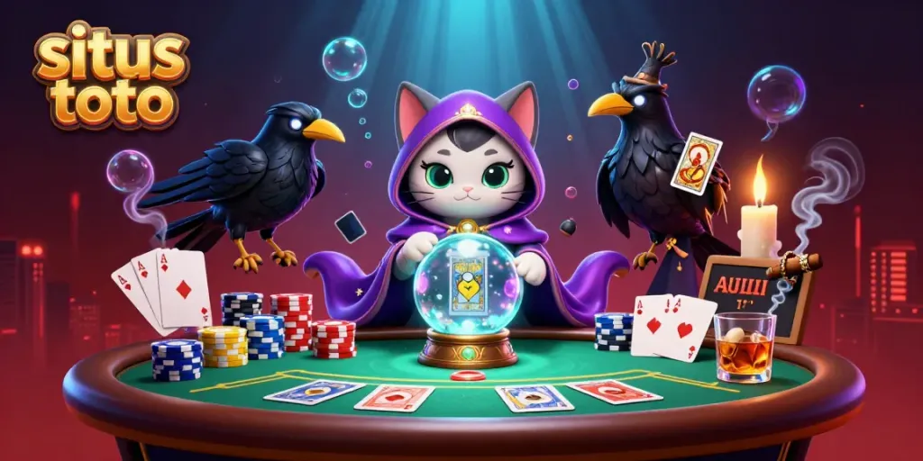 Experience thrilling games with situs toto featuring a fortune-telling cat and poker elements.